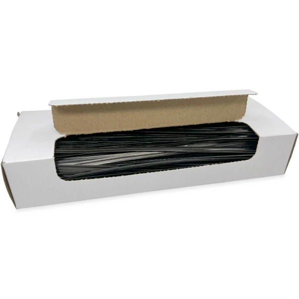 8 Inch Black Paper Twist Ties Open Case Opened Case of 8 Inch Black Paper Twist Ties