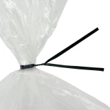 Close up of 8 Inch Black Plastic Twist Ties Tied on Bag