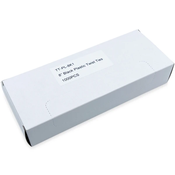 Case of 8 Inch Black Plastic Twist Ties