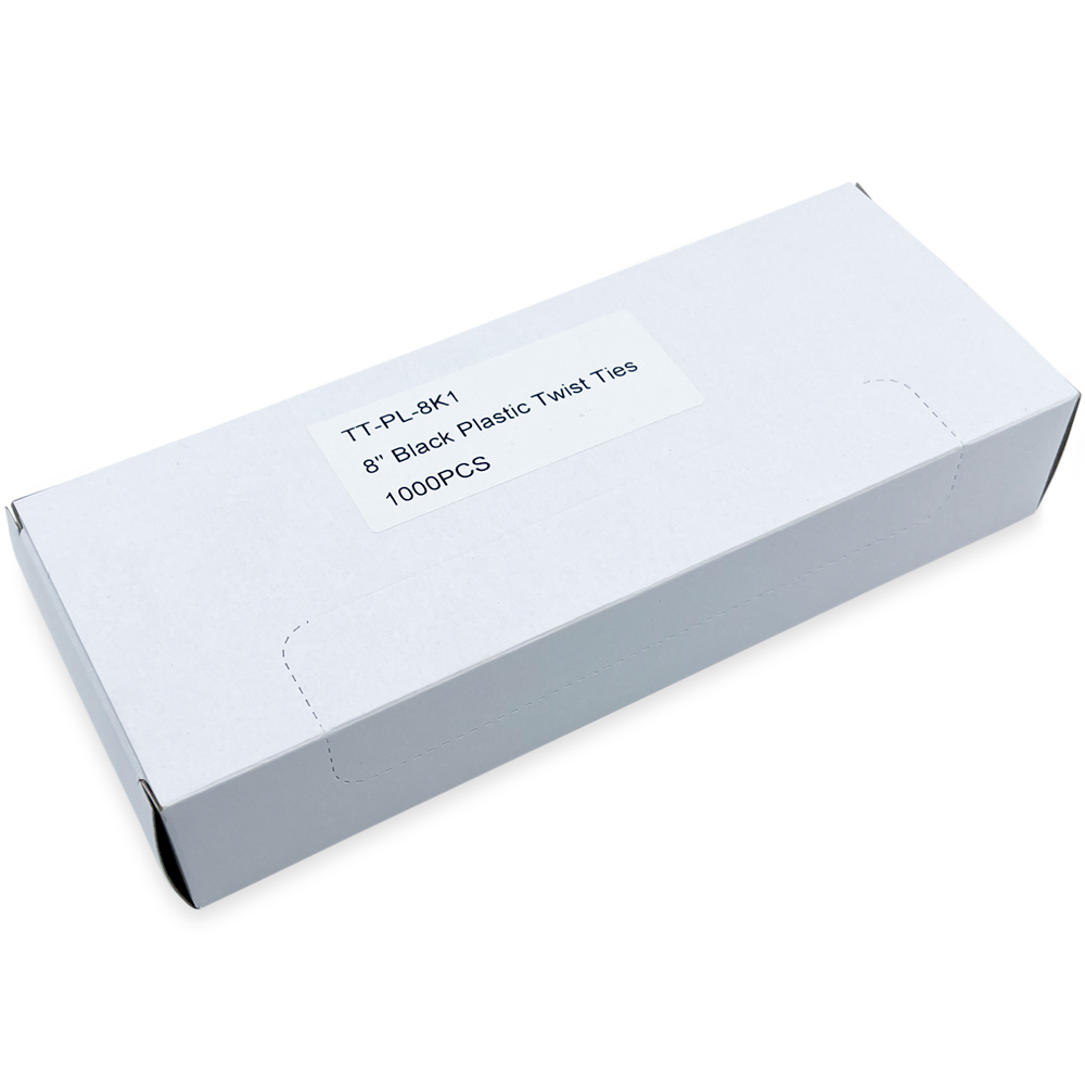 Case of 8 Inch Black Plastic Twist Ties