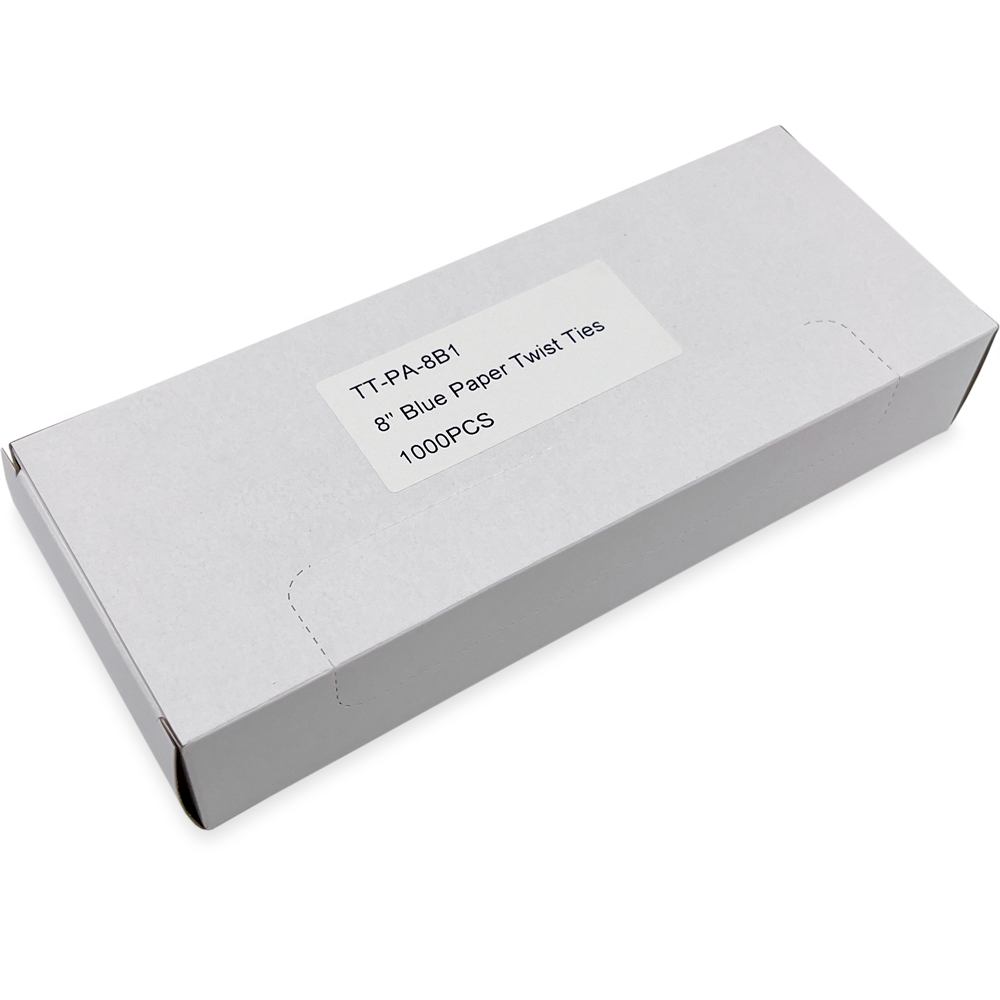 Case of 8 Inch Blue Paper Twist Ties