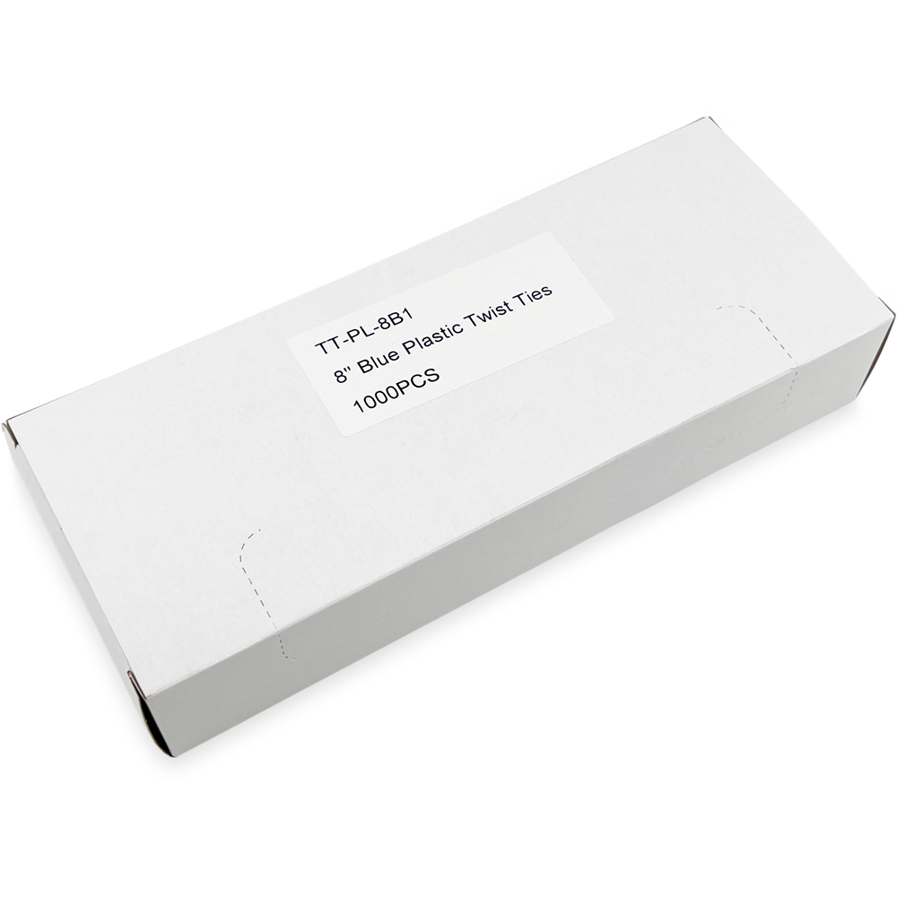 Case of 8 Inch Blue Plastic Twist Ties