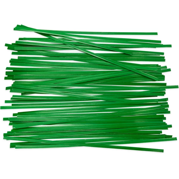 Group of 8 Inch Green Paper Twist Ties Scattered Out
