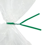 Close up of 8 Inch Green Plastic Twist Ties Tied on Bag