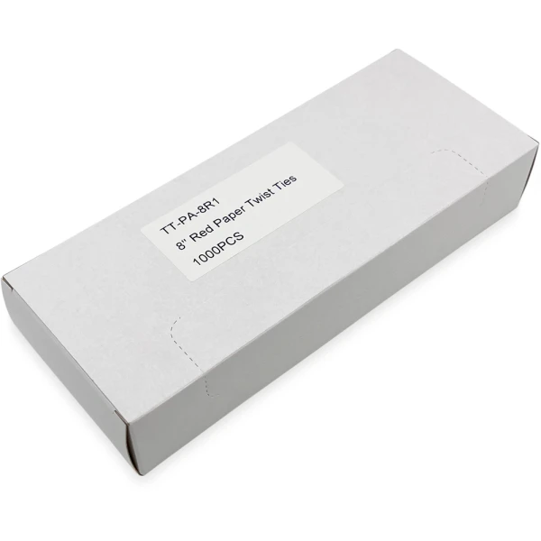 Case of 8 Inch Red Paper Twist Ties - 1000 per Pack