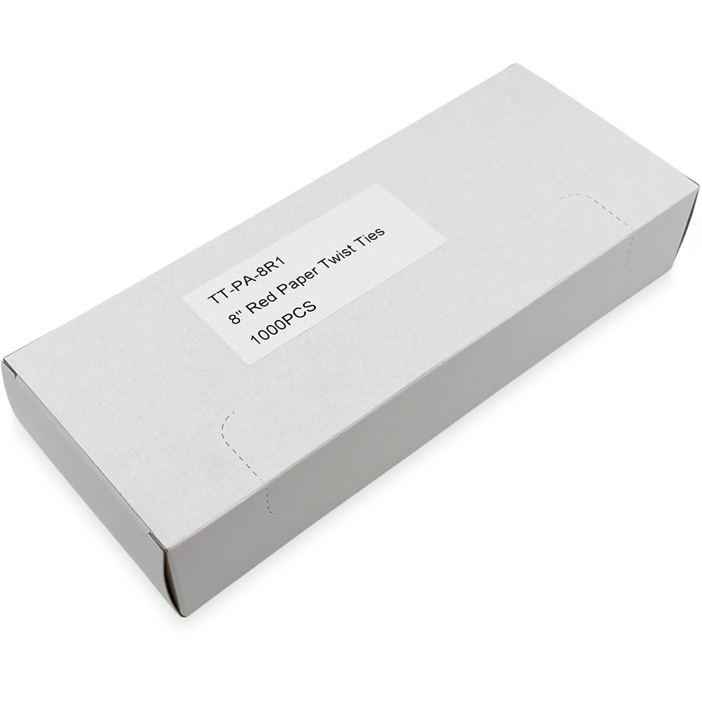 Case of 8 Inch Red Paper Twist Ties - 1000 per Pack