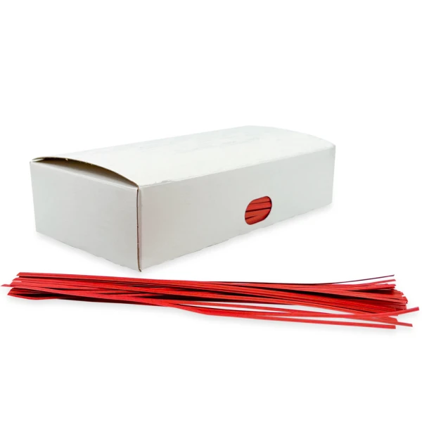 8 Inch Red Paper Twist Ties Side Opening Side Opening of 8 Inch Red Paper Twist Ties Case