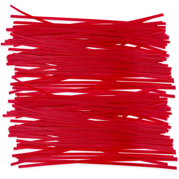 8 Inch Red Plastic Twist Ties - 1000 per Pack Group of 8 Inch Red Plastic Twist Ties Scattered Out - 1000 per Pack