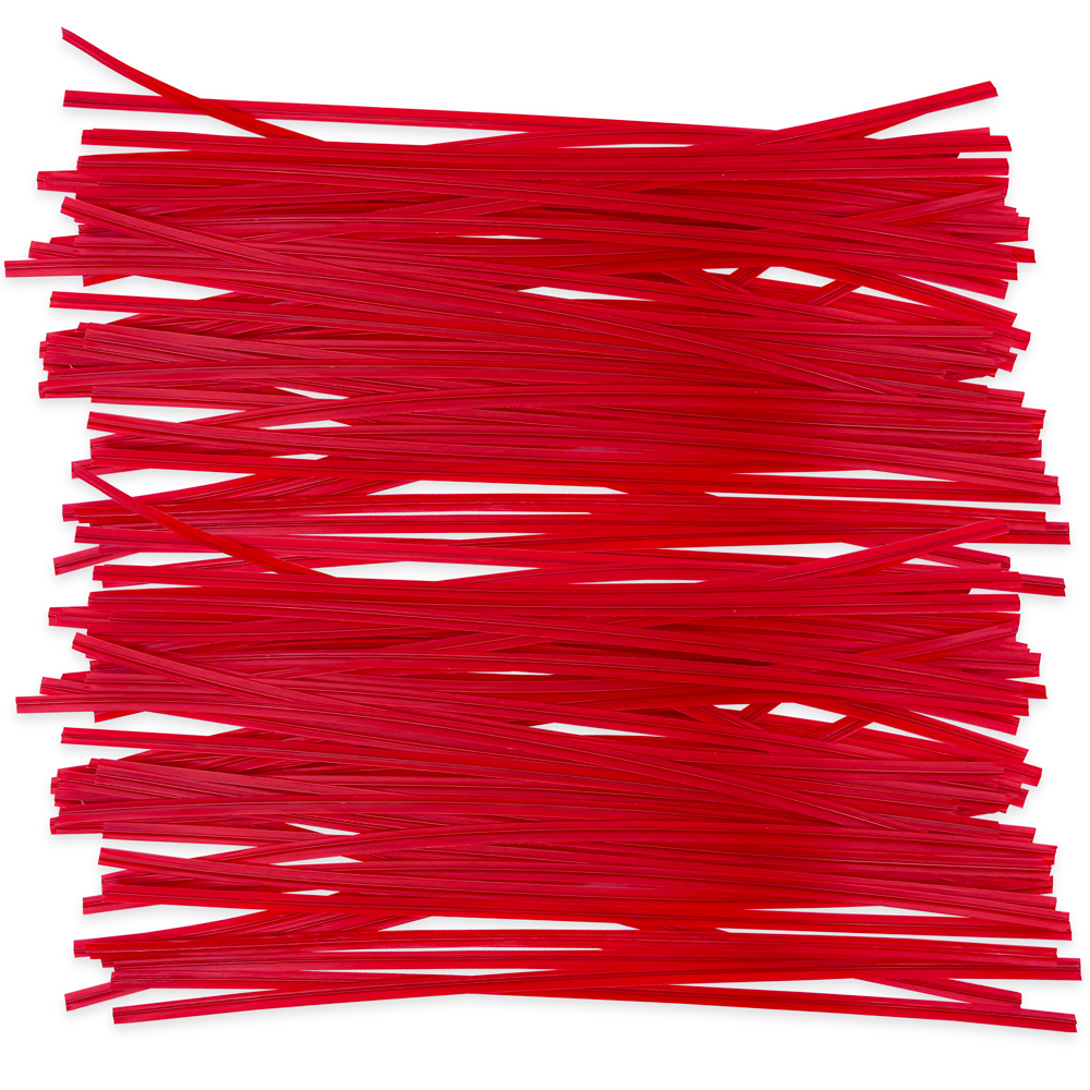 Group of 8 Inch Red Plastic Twist Ties Scattered Out - 1000 per Pack