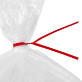 Close up of 8 Inch Red Plastic Twist Ties Tied on Bag - 1000 per Pack