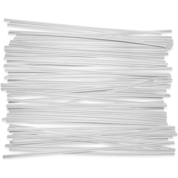8 Inch White Paper Twist Ties Group of 8 Inch White Paper Twist Tie Scattered Out