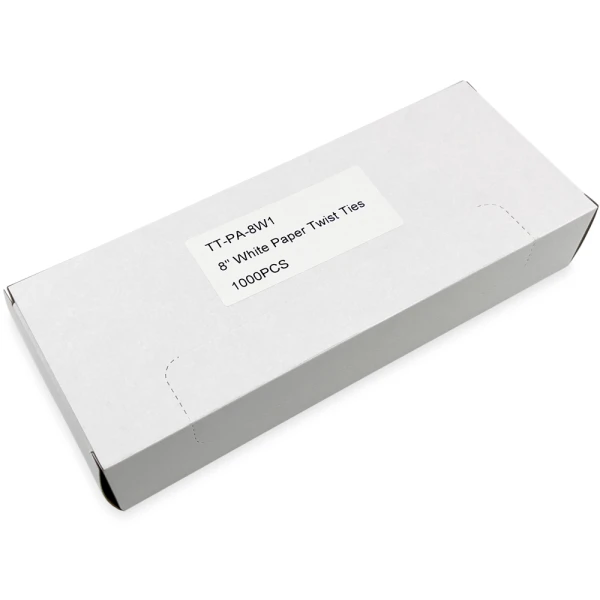 8 Inch White Paper Twist Ties Case Case of 8 Inch White Paper Twist Ties