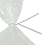 Close up of 8 Inch White Plastic Twist Ties Tied on Bag