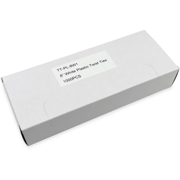 8 Inch White Plastic Twist Ties Case Case of 8 Inch White Plastic Twist Ties