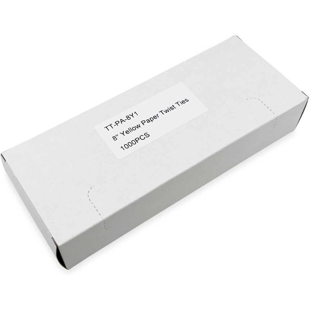 Case of 8 Inch Yellow Paper Twist Ties