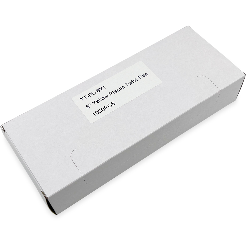 Case of 8 Inch Yellow Plastic Twist Ties