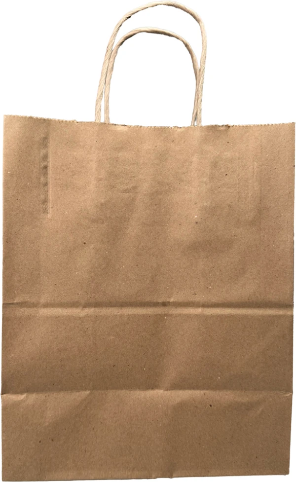 8 x 5 x 10 Twist Handle Kraft Paper Shoppers Side Side of 8 x 5 x 10 Kraft Paper Bag wih Twist Handle