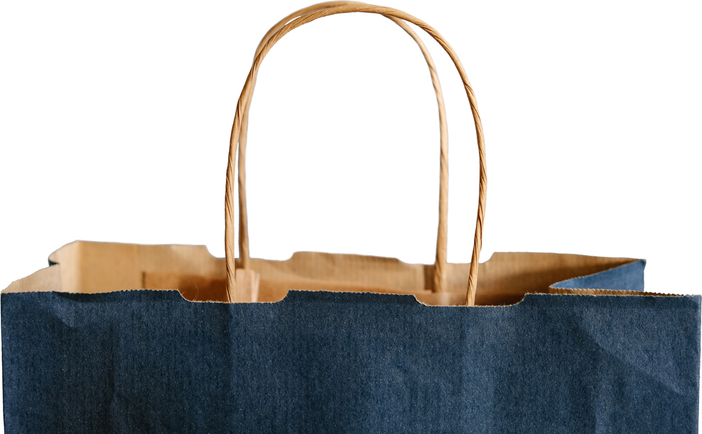 Navy Blue Color Twisted Paper Handle Natural Kraft Paper Shopper Bag