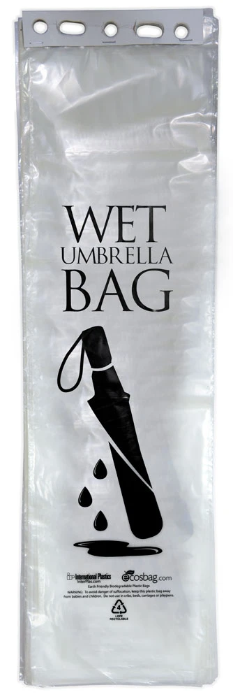 Printed 7 x 24 Clear Wet Umbrella Bag Printed 7 x 24 Clear Wet Umbrella Bags