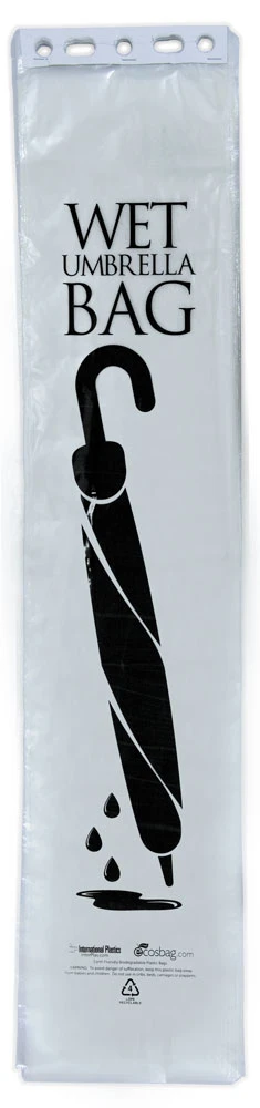 Printed 7" x 35" Large Plastic Umbrella Bag 100/Pack