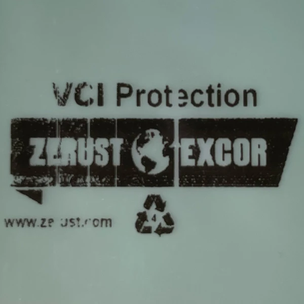 24x6 4 mil Flat VCI Bags - Multimetal Green VCI Protection Zerust Excor Zerust 24 x 36 4 mil Flat VCI Bags Black Ink Print of VCI Protection Zerust Excor