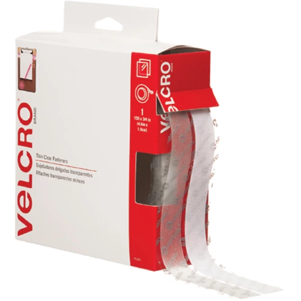 3/4 in x 15 ft Clear Velcro Tape Combo