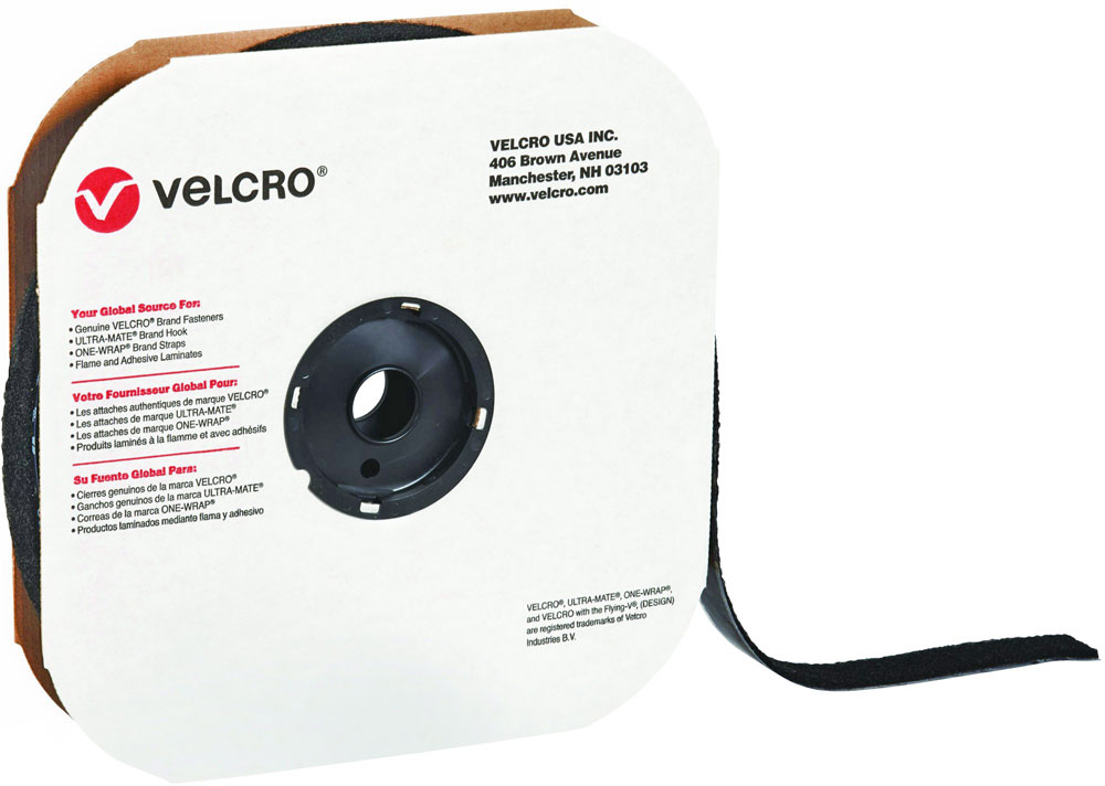 Black Velcro Hook Strips 1 in x 75 on Roll