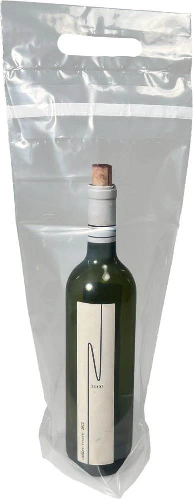 750ml inside of 7 x 19 + 3.75 Sealable Wine To Go Bag