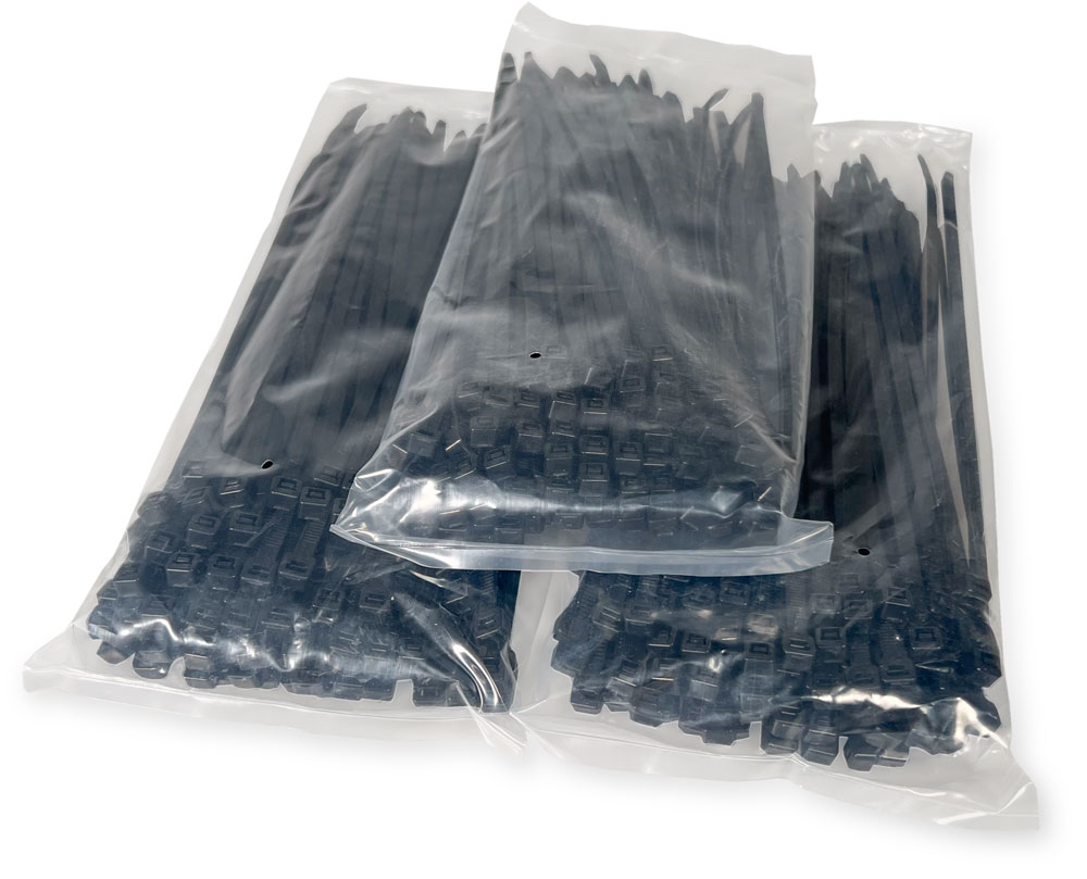 8 Inch Black Zip Ties UV Resistant Inner Packs
