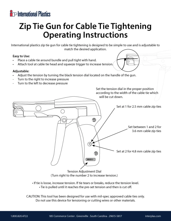 Zip Tie Gun Cable Tie Tightening Operating Instructions Cable Tie Gun and Trimmer Opertaing Instructions