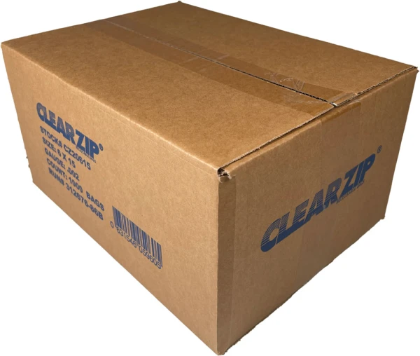 6 x 15 2 mil Ziplock Bags Case 6 x 15 2 mil Ziplock Bags Packaged in Brown Corrugated Case