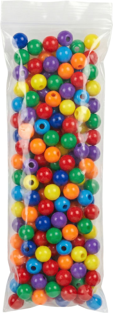 2x9 2 Mil ClearZip Locking Bags with Colorful Plastic Beads