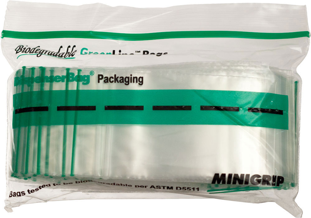 10.6 x 10.75 x 1.8 mil Green Eco-Friendly Poly Ziplock Bags