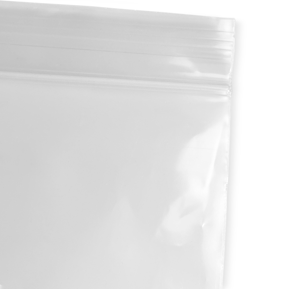 Close up of 6 x 9 2 Mil Clearzip Lock Top Bags Zipper