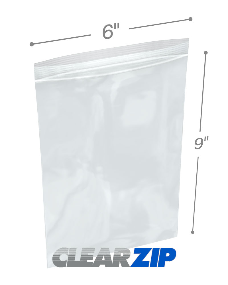 6 x 9 zip top reclosable plastic storage bags, 2 mil thick, 100 pcs – My  Supplies Source