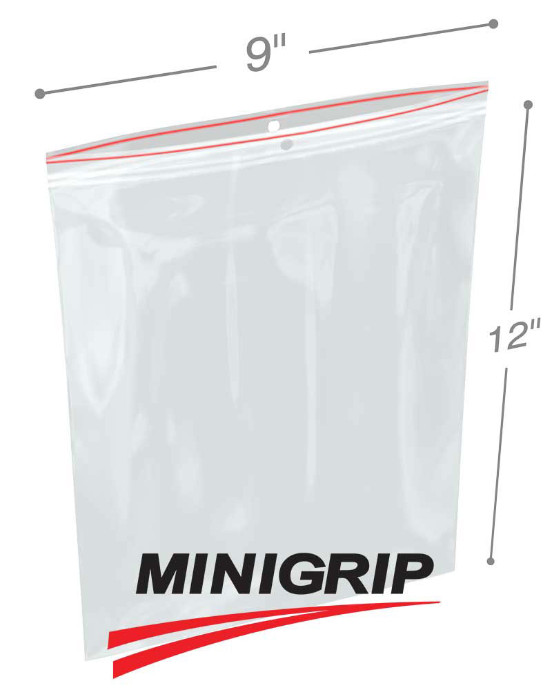 9" x 12" 6 Mil Double Zip Minigrip Reclosable Plastic Bags