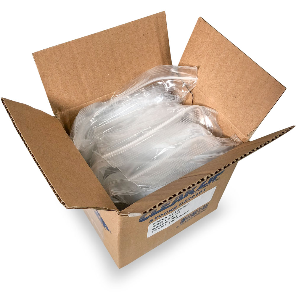 Case of 1.5 x 1.5 2 Mil Clearzip Lock Top Bags