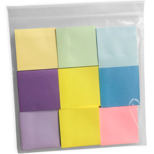 10 x 10 4 Mil Clearzip Lock Top Bags with Sticky Notes 10 x 10 4 Mil Clearzip Lock Top Bags with Colored Sticky Notes