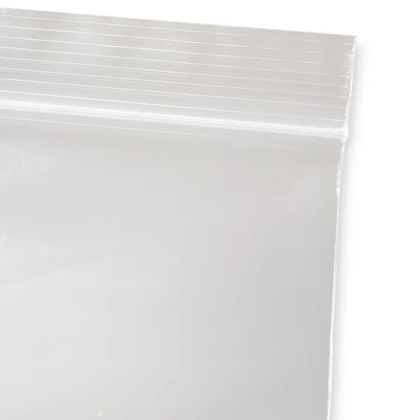 10 x 10 4 Mil Clearzip Lock Top Bag Zipper Close up of 10 x 10 Clearzip® Locking Top Bag 4 Mil Zipper