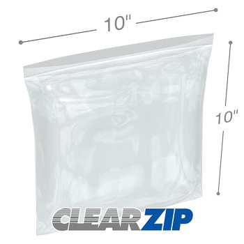 10 x 10 High Clarity Zipper Locking 2 Mil Polypropylene Bags
