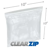 10 x 10 High Clarity Zipper Locking 2 Mil Polypropylene Bags