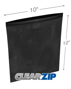 10" x 12" 2 Mil Black Zip Bags
