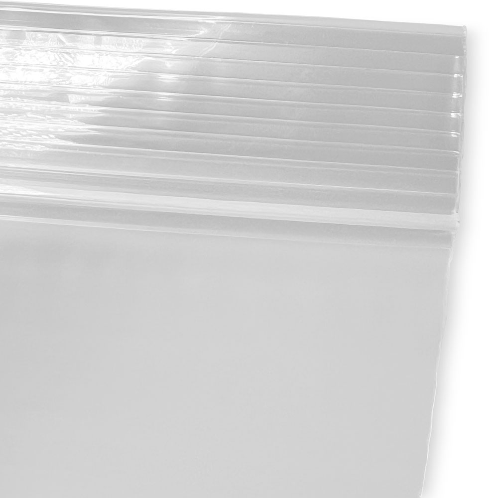 Close up of 10 x 12 4 Mil Clearzip Lock Top Bags Zipper
