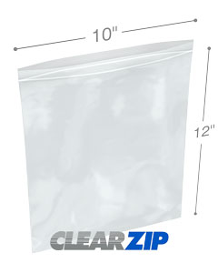 10 x 12 Clearzip® Lock Top 2 Mil Bags