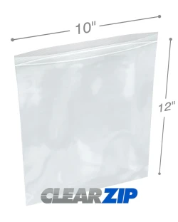 10" x 12" 3 Mil Clearzip Lock Top Bags