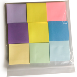 10 x 10 4 Mil Clearzip Lock Top Bags with Colored Sticky Notes