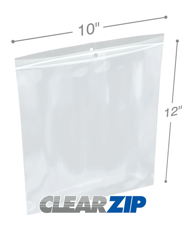 10x12 2mil Zipper Locking with Hang Hole 10x12 2mil Zipper Locking with Hang Hole
