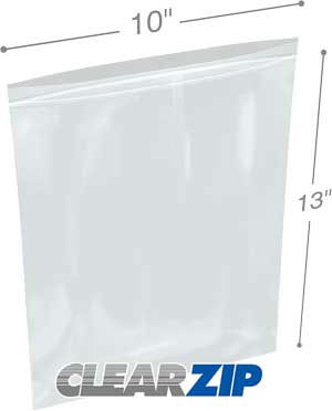 100 Clear Reclosable Bags White Block Zip Lock 4 Mil 10" x 13" Large Poly Bag 