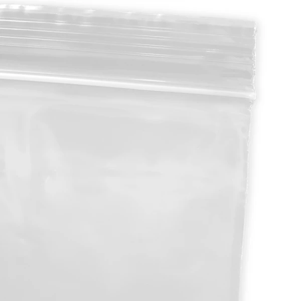 Close up of 12 x 12 2 Mil Clearzip Lock Top Bags Zipper