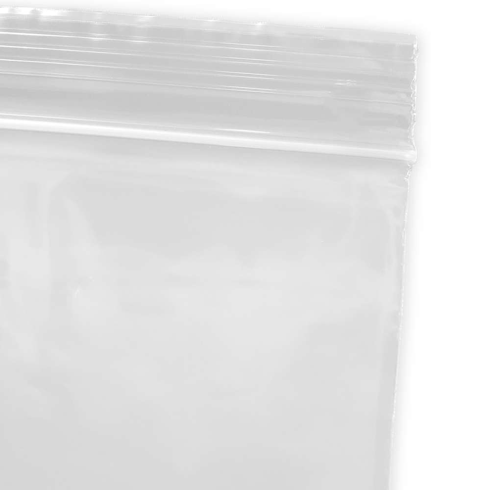 Close up of 12 x 12 2 Mil Clearzip Lock Top Bags Zipper